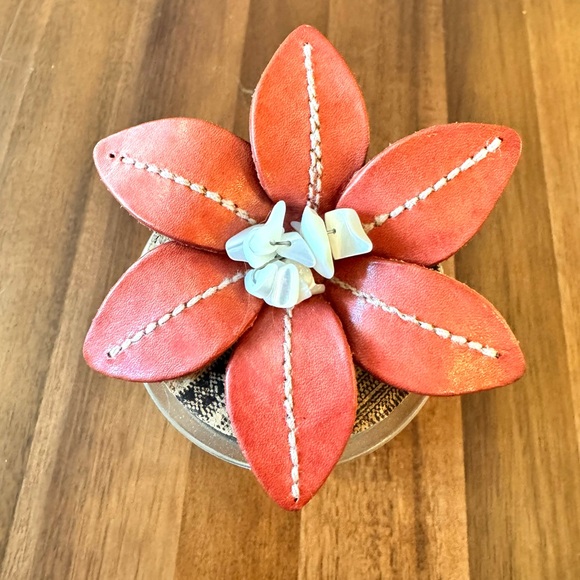 Artisan Jewelry - Leather Flower Brooch